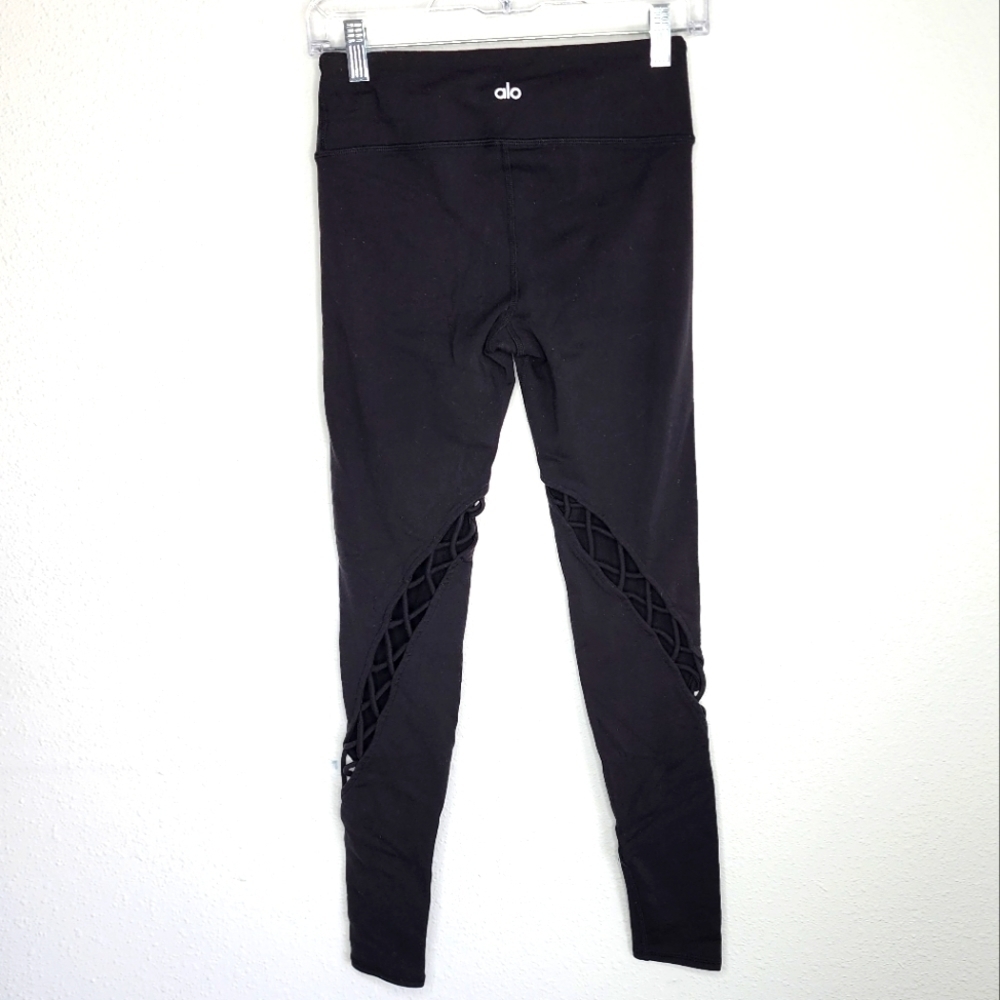 Alo Entwine Yoga Leggings Full Length Mid Rise Black